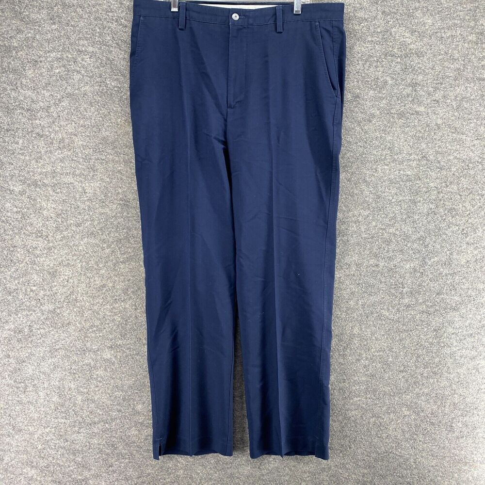 FJ Dress Pants Men 36/32 Blue Mid Rise Pleated Straight Pockets Regular Fit